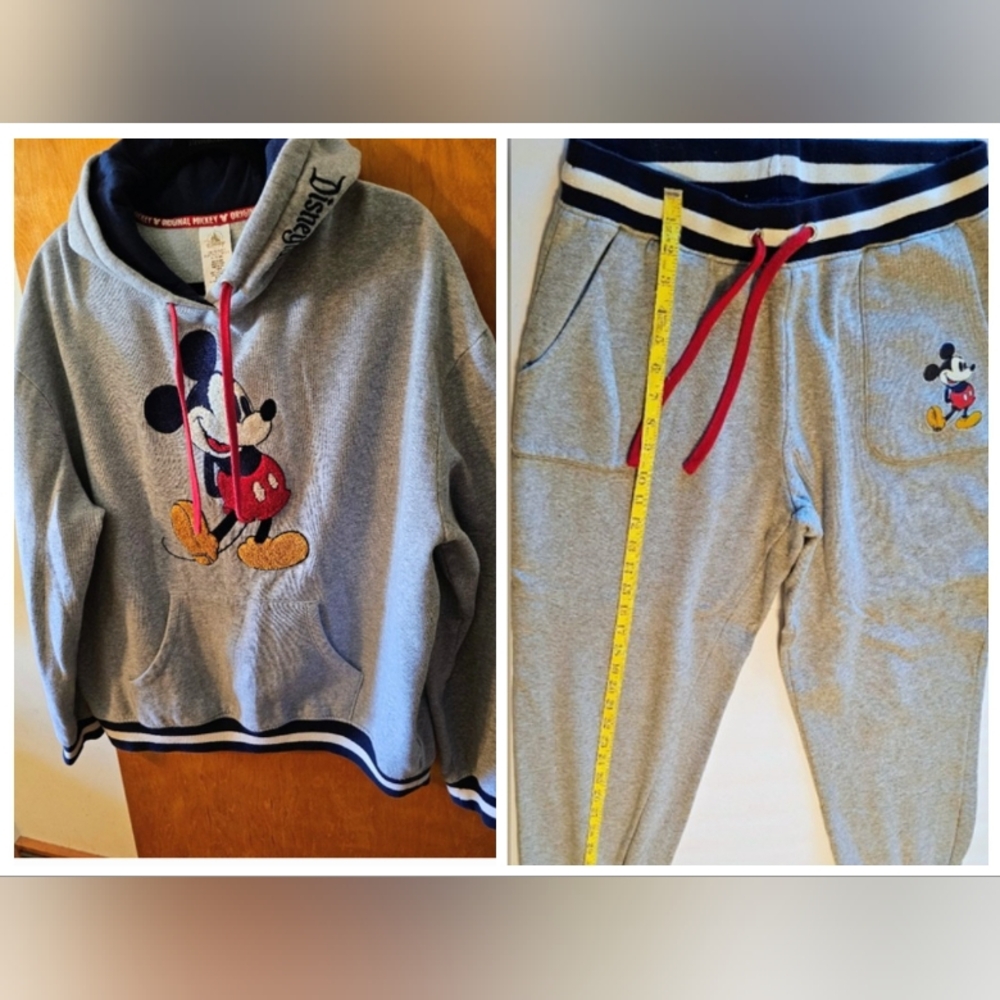 A Set Disney Gray Mickey Mouse Hoodie & Pants - Picture 1 of 10